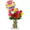 Bright Mixed Color 12 Roses in Vase with Balloons
