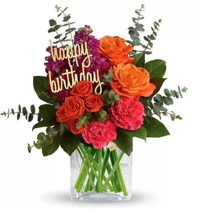 Charming Mix Color Roses in a Vase