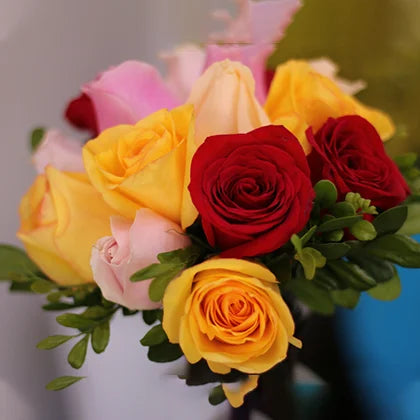 Embrace Love with 12 Mix Color Roses Bouquet