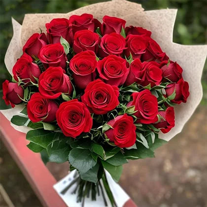 Hand-tied 24 Red Roses Bouquet