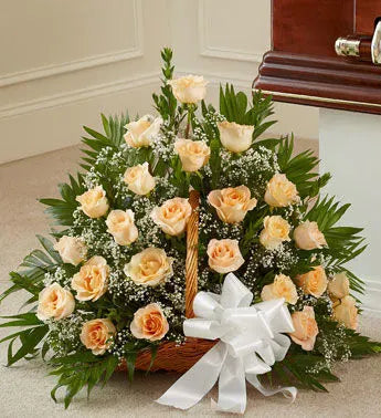 Pretty 50 Peach Roses Basket