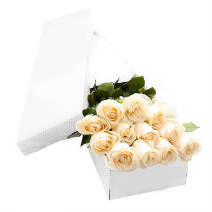 Dozen White Roses in a Box