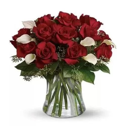 Delicate Dozen Red Roses in a Vase