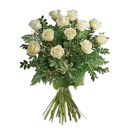 Exquisite Dozen White Roses Bouquet for Timeless Romance