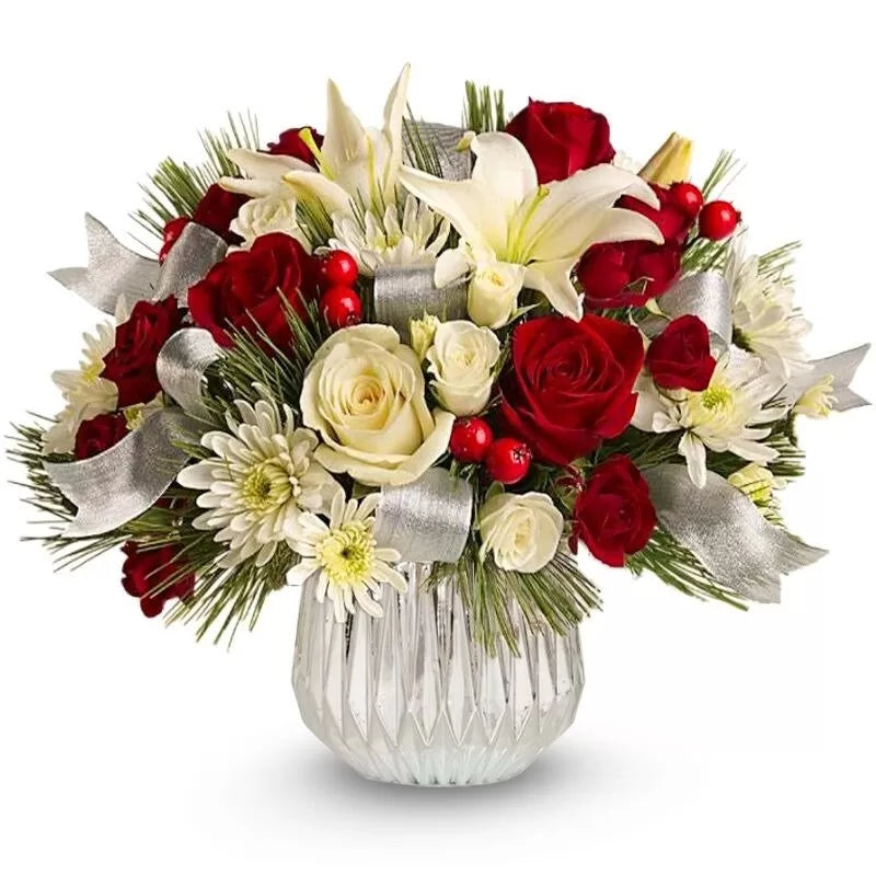 Silver Dancing in Red Floral Centerpiece