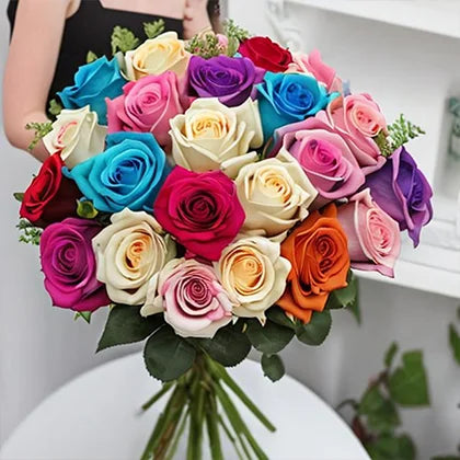 Stunning 24 Assorted Color Roses Bouquet
