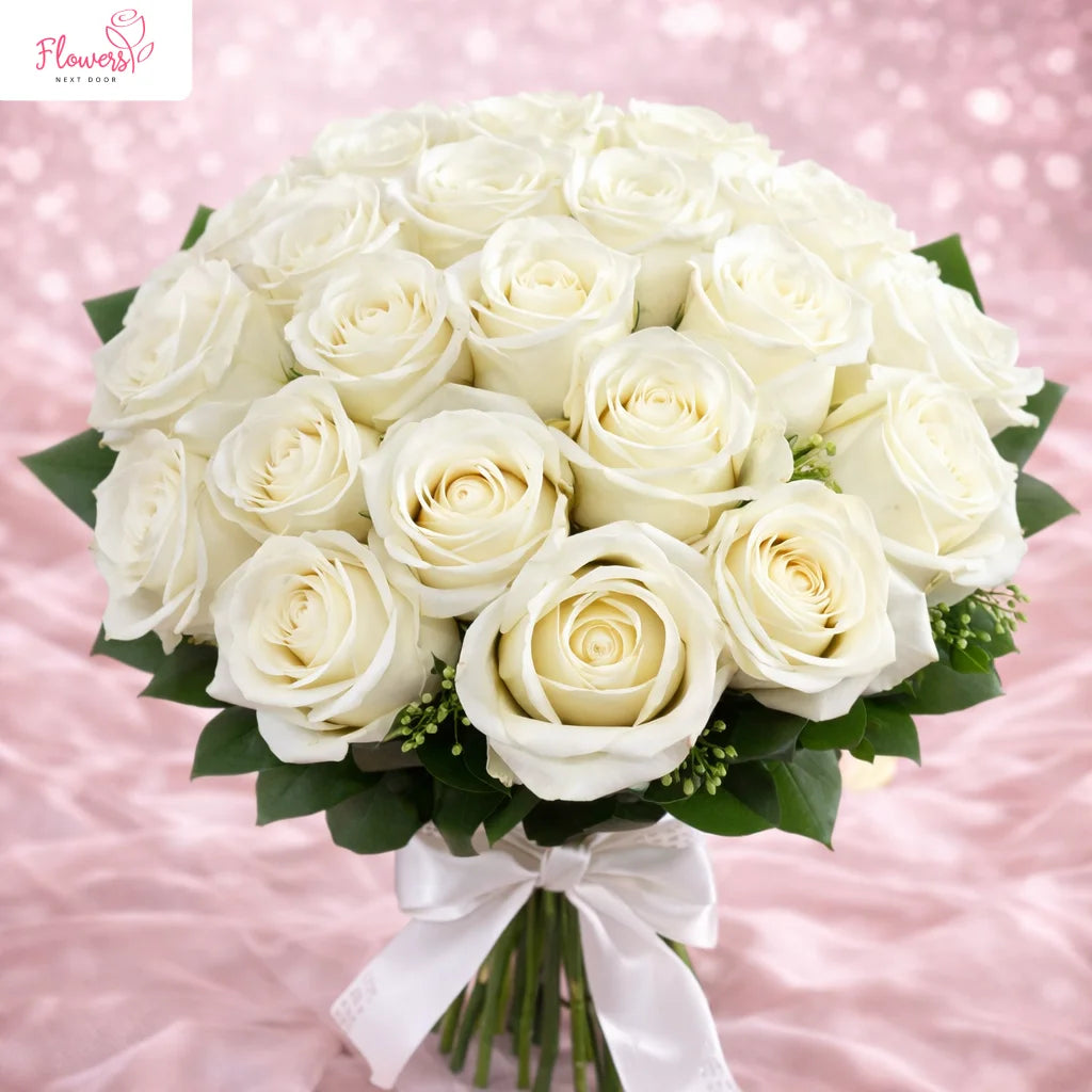 beautiful 24 white roses bouquet