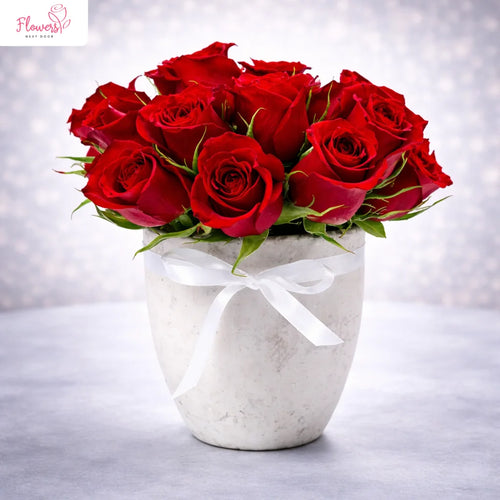 Beautiful Stylish Red Roses in Vase - 24 Stems
