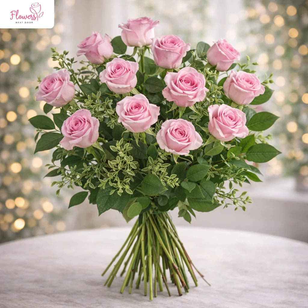 deluxe dozen pink roses
