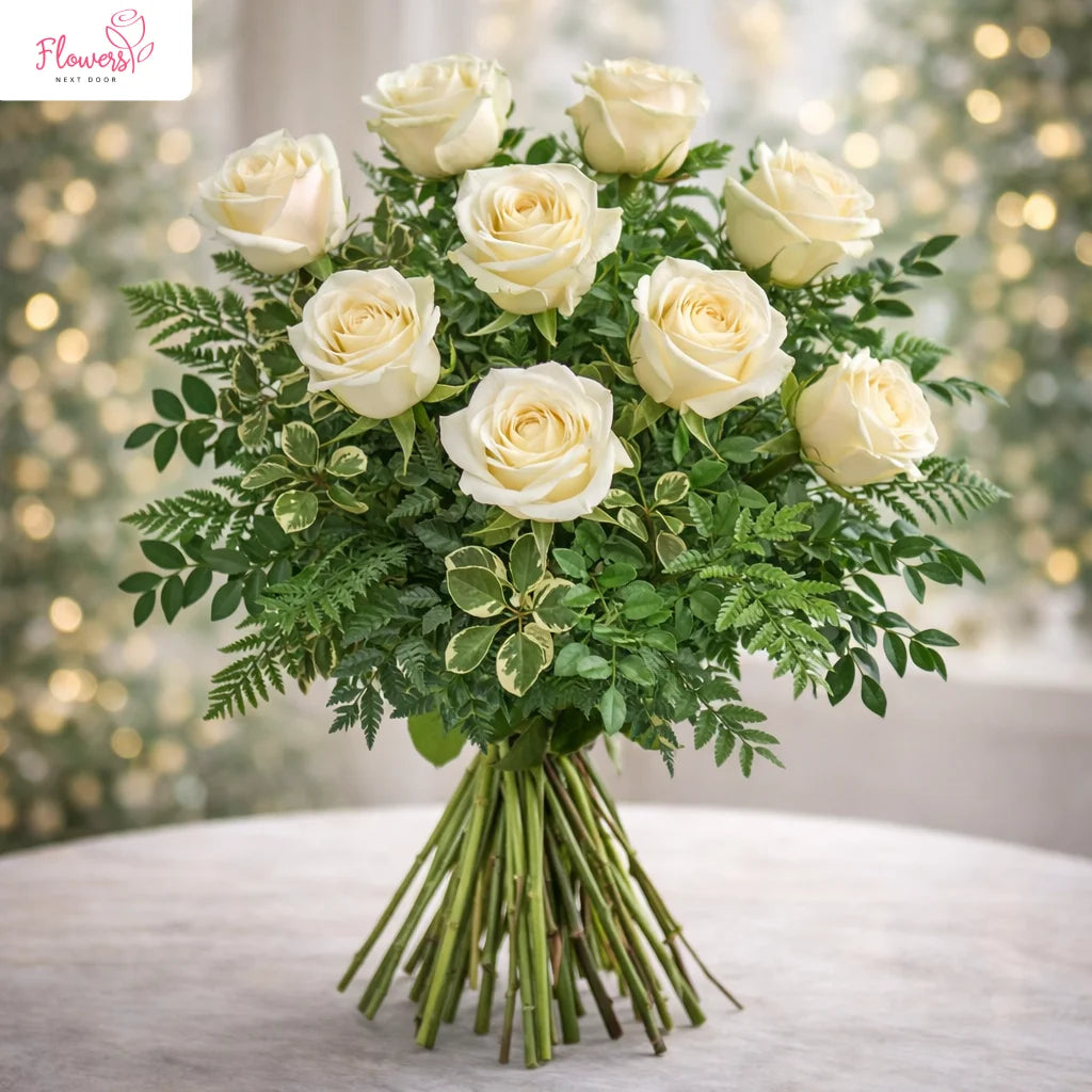 deluxe dozen white roses