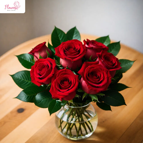 6 Captivating Red Roses in a Vase