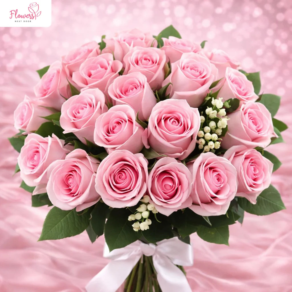 fresh 20 pink roses bouquet