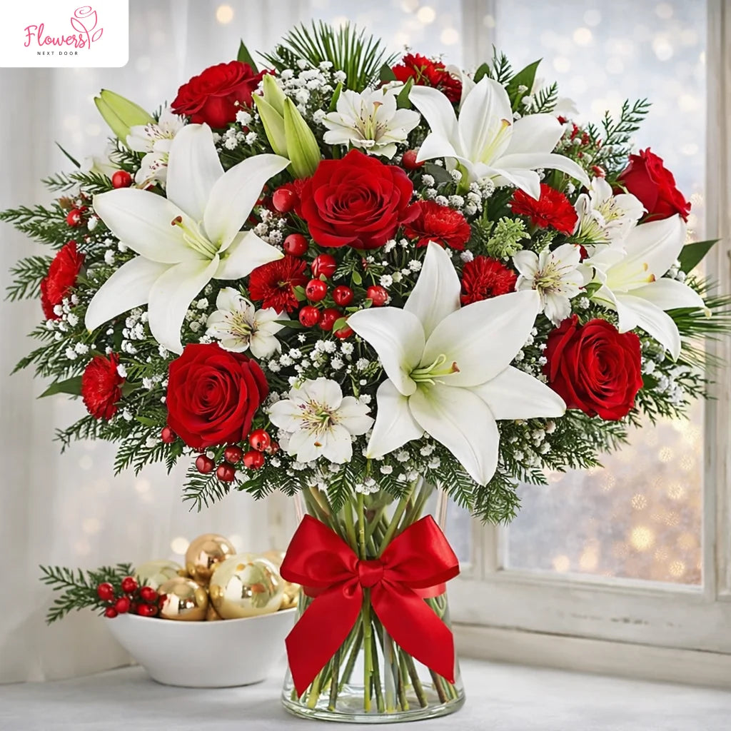 lovely wishes red and white flowers
