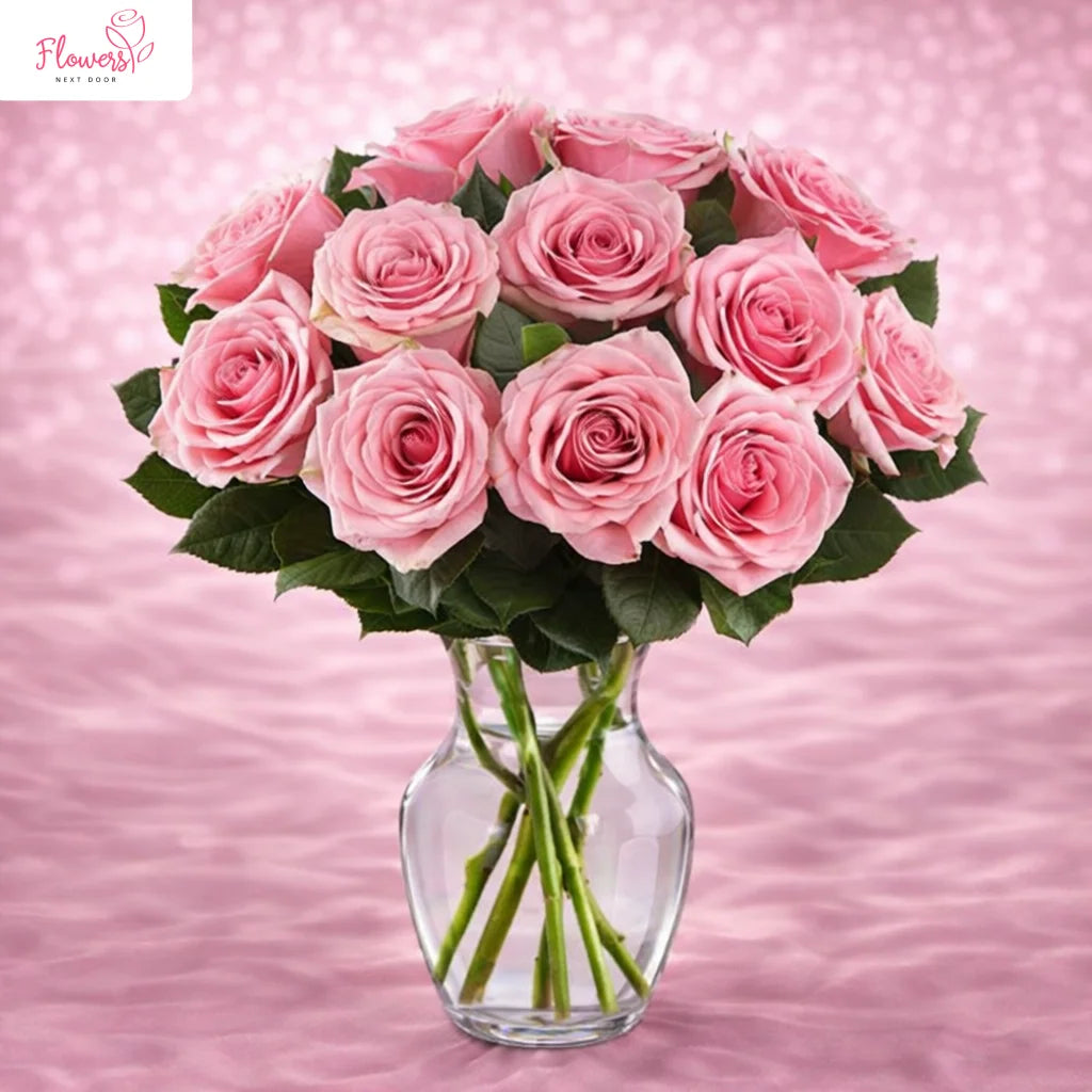pink roses in a vase